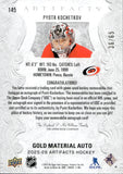 2025-26 Pyotr Kochetkov Upper Deck Artifacts GOLD MATERIAL AUTO 36/65 AUTOGRAPH JERSEY #145 Carolina Hurricanes