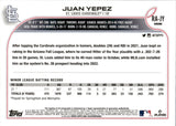 2022 Juan Yepez Topps Chrome ROOKIE AUTOGRAPH RC AUTO #RA-JY St. Louis Cardinals