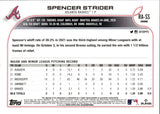 2022 Spencer Strider Topps Chrome ROOKIE AUTOGRAPH RC AUTO #RA- SS Atlanta Braves