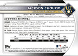 2025 Jackson Chourio Bowman Chrome YELLOW MOJO REFRACTOR 34/75 #40 Milwaukee Brewers