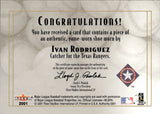 2001 Ivan Rodriguez Fleer Authority GAME-WORN SHOE Texas Rangers