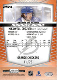 2024-25 Maxwell Crozier OPC Platinum MARQUEE ROOKIE ORANGE CHECKERS 11/25 RC #259 Tampa Bay Lightning