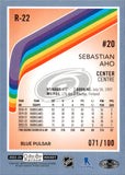2023-24 Sebastian Aho O-Pee-Chee OPC Platinum RETRO BLUE PULSAR 71/100 #R-22 Carolina Hurricanes