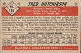 1953 Fred Hutchinson Bowman Color #132 Detroit Tigers BV$100