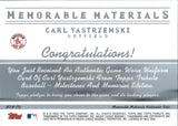 2002 Carl Yastrzemski Topps Tribute MEMORABLE MATERIALS GAME-WORN JERSEY #MEM-CY Boston Red Sox