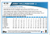 2013 Josh Willingham Topps GREAT CATCH SP PHOTO VARIATION #216 Minnesota Twins