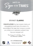 2025-26 Brandt Clarke Upper Deck SP Authentic SIGN OF THE TIMES AUTOGRAPH AUTO #SOTT-CL Los Angeles Kings