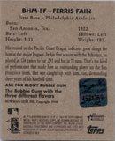 2001 Ferris Fain Bowman Heritage ORIGINAL SHIBE PARK SEAT RELIC #BHM-FF Philadelphia Athletics 2