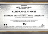 2023 Jazz Chisholm Jr. Topps Museum Collection SIGNATURE SWATCHES DUAL RELIC AUTOGRAPH 73/299 AUTO JERSEY #SWDRA-JCJ Miami Marlins