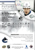 2023-24 Aidan McDonough Upper Deck SP Authentic FUTURE WATCH AUTOGRAPH ROOKIE 886/999 AUTO RC #144 Vancouver Canucks