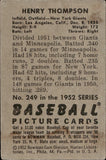 1952 Henry Thompson Bowman #249 New York Giants BV$60