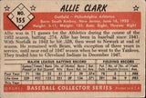 1953 Allie Clark Bowman Color #155 Philadelphia Athletics BV$60
