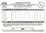 2024 Hunter Goodman Topps Chrome ROOKIE REFRACTOR AUTOGRAPH 46/499 RC AUTO #RA-HG Colorado Rockies