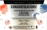 2003 Alfonso Soriano & Hideki Matsui Fleer Genuine LONG BALL THREADS GAME-WORN JERSEY New York Yankees
