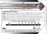 2025 Luisangel Acuna Bowman Chrome REFRACTOR ROOKIE IMAGE VARIATION RC #32 New York Mets