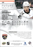 2023-24 Justin Sourdif Upper Deck SP Authentic FUTURE WATCH AUTOGRAPH ROOKIE 852/999 AUTO RC #189 Florida Panthers