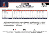 2025 Zach Neto Topps Series One TRUE PHOTO IMAGE VARIATION #282 Los Angeles Angels
