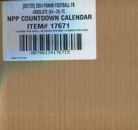 2024 Panini Absolute Football KABOOM! Countdown Calendar, 8 Box Case