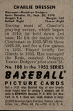 1952 Charlie Dressen Bowman #188 Brooklyn Dodgers 1 BV$25