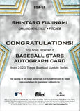 2023 Shintaro Fujinami Topps BASEBALL STARS AUTOGRAPH ROOKIE AUTO RC #BSA-SF Oakland A's