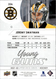 2021-22 Jeremy Swayman Upper Deck SERIES 1 YOUNG GUNS ROOKIE RC #226 Boston Bruins
