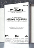 2024 Gavin Williams Topps Museum Collection ARCHIVAL AUTOGRAPH ROOKIE 42/99 AUTO RC #AA-GW Cleveland Guardians