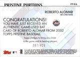 2002 Roberto Alomar Topps Pristine PRISTINE PORTIONS GAME-USED BAT RELIC 357/425 #PP-RA New York Mets