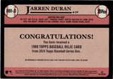 2024 Jarren Duran Topps SERIES ONE 1989 DESIGN JERSEY RELIC #89BR-JD Boston Red Sox