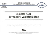 2024 Braden Fiske Topps Chrome YELLOW GEOMETRIC REFRACTOR AUTOGRAPH ROOKIE 74/75 AUTO RC #RA-BFI Los Angeles Rams