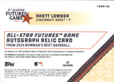 2024 Rhett Lowder Bowman's Best ALL-STAR FUTURES GAME AUTOGRAPH RELIC GREEN AUTO 79/99 #FGRA-RL Cincinnati Reds