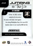 2024-25 Leo Carlsson Upper Deck Credentials JUMPING ON THE ICE GREEN 1/49 #JI-LC Anaheim Ducks