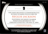 2012 Reggie Jackson Topps SERIES ONE COMMEMORATIVE RETIRED NUMBER PATCH #RN-RJ Oakland A's