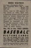 1952 Eddie Waitkus Bowman #92 Philadelphia Phillies 2 BV$25