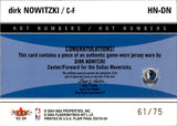 2003-04 Dirk Nowitzki Fleer Flair Final Edition HOT NUMBERS GAME-WORN JERSEY 61/75 #HN-DN Dallas Mavericks