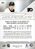 2024-25 Matvei Michkov Upper Deck SERIES TWO YOUNG GUNS ROOKIE RC #492 Philadelphia Flyers 2