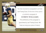 2021 Kyren Williams Leaf MEMORIES 1992 LEAF DESIGN PURPLE AUTOGRAPH ROOKIE 23/30 AUTO RC #BG-KW1 NC Notre Dame Fighting Irish *JERSEY NUMBER*
