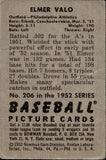1952 Elmer Valo Bowman #206 Philadelphia Athletics BV$15