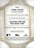 2021 Chris Taylor Topps Tier One DUAL RELIC 23/25 GAME-USED MEMORABILIA JERSEY #T1R2-CT Los Angeles Dodgers