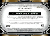 2021 Justin Morneau Topps Museum Collection SIGNATURE SWATCHES DUAL RELIC AUTOGRAPH BAT 202/349 AUTO #SPDRA-JMO Minnesota Twins