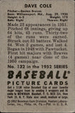 1952 Dave Cole Bowman #132 Boston Braves BV$15