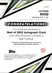 2022 Jayden Reed Bowman University Best AUTOGRAPH ROOKIE AUTO RC #BA-JR Michigan State Spartans Green Bay Packers