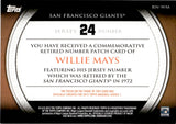 2012 Willie Mays Topps SERIES ONE COMMEMORATIVE RETIRED NUMBER PATCH #RN-WM San Francisco Giants