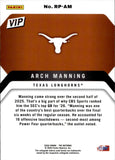 2026 Arch Manning Panini The National VIP RATED PROSPECT #RP-AM Texas Longhorns 3