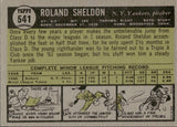1961 Roland Sheldon Topps ROOKIE RC #541 New York Yankees 1 BV$50 *HIGH NUMBER*