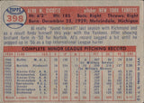 1957 Al Cicotte Topps #398 New York Yankees BV$15