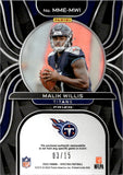 2022 Malik Willis Panini Spectra MONUMENTAL MEMORABILIA NEON PINK PRIZM ROOKIE PATCH 3/15 RC #MME-MWI Tennessee Titans