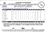 2024 Hunter Goodman Topps Chrome BLUE RAYWAVE REFRACTOR ROOKIE 7/150 RC #99 Colorado Rockies