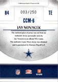 2008 Jay Novacek Donruss Threads CENTURY COLLECTION MATERIALS GAME-USED JERSEY 3/250 #84 Dallas Cowboys