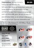 2024-25 Sebastian Aho Seth Jarvis Brent Burns Jaccob Slavin Upper Deck Ultimate QUAD MATERIALS 12/149 GAME-USED JERSEYS #QM-AJBS Carolina Hurricanes
