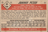 1953 Johnny Pesky Bowman Color #134 Detroit Tigers BV$120